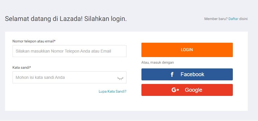 login lazada page